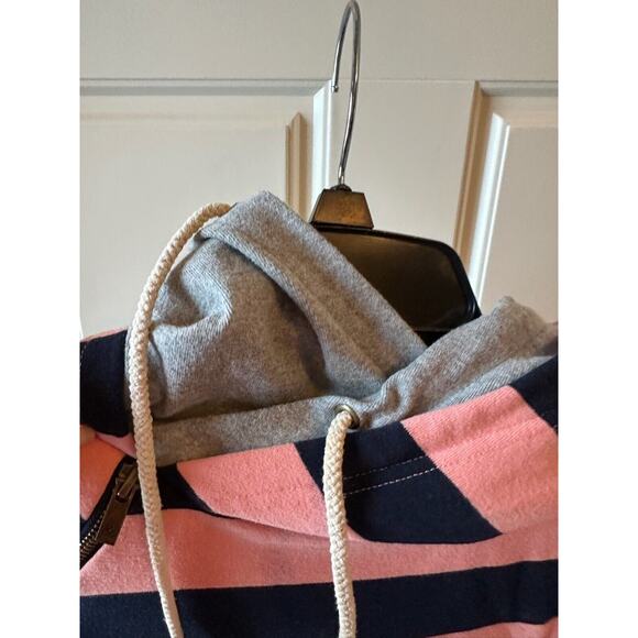 Women's & Ampersand Ave Double Hood L/S Striped Hoodie, Size L- Coral/Navy - Picture 5 of 11